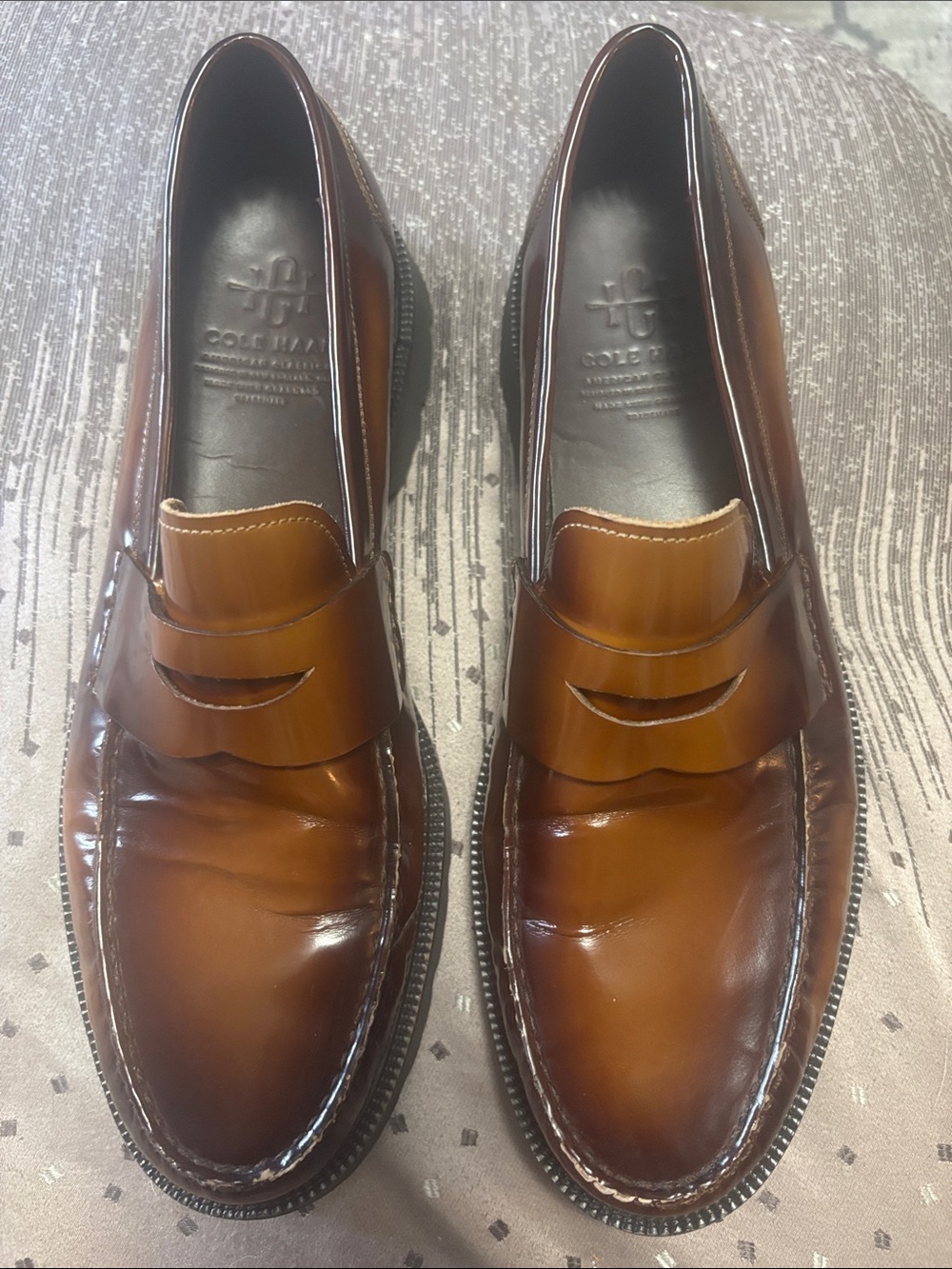 Cole Haan Tan Brown Leather Penny Loafers